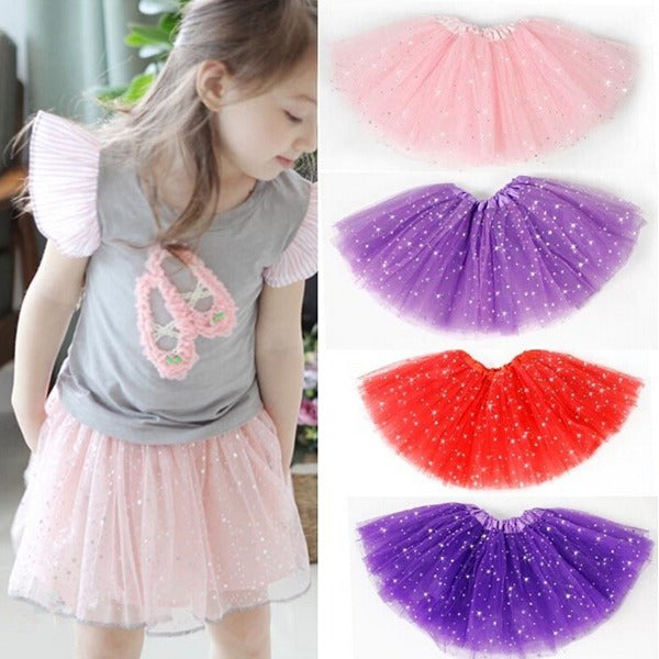 Baby Girls Princess Sequins Ballet Dance Tutu Skirt - Purple