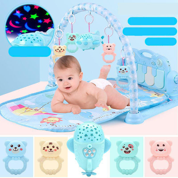 Baby Play Mat Game Music Fitness Blanket Early Educational Toy Direct Charging Projection Spaceship Version Newborn Baby toy - Blue
