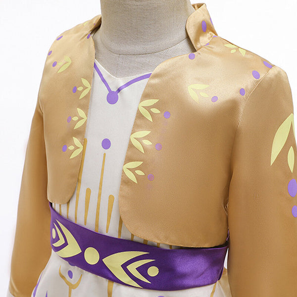 Kids Clothing Cotton Zip Up Long Sleeve Elegant The Frozen Theme Girls Dress - Champagne 9