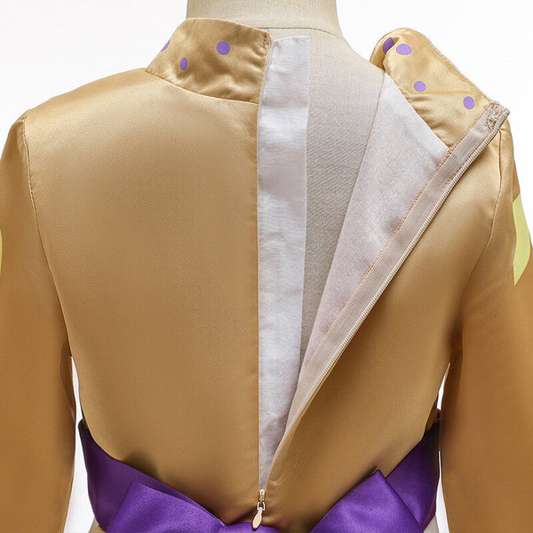 Kids Clothing Cotton Zip Up Long Sleeve Elegant The Frozen Theme Girls Dress - Champagne 9