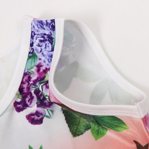 Unicorn Flora Print Sleeveless Girls Dress - Light Purple 10-11 Y