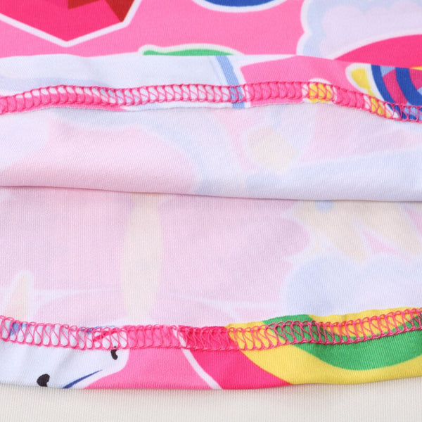 Kids Clothing Unicorn Printed Long Sleeve Casual Girls Pleated Dress - Pink 14