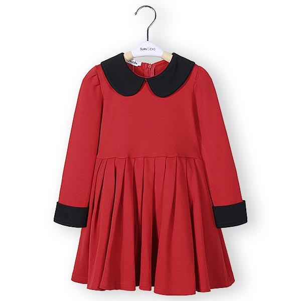 Girls Classic Style Long Sleeve Thick Winter Dress Kids Clothing - Black 130