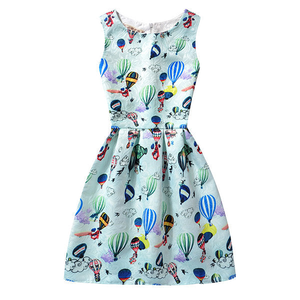 Kid Girls Sleeveless O-Neck Printed Dress - #1 150