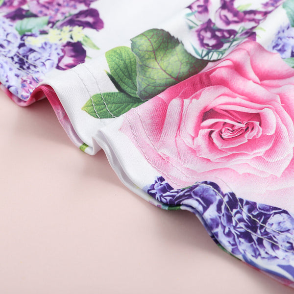 Unicorn Flora Print Sleeveless Girls Dress - Light Purple 10-11 Y