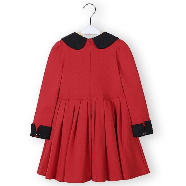 Girls Classic Style Long Sleeve Thick Winter Dress Kids Clothing - Black 130