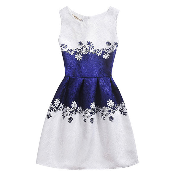 Kid Girls Sleeveless O-Neck Printed Dress - #1 150