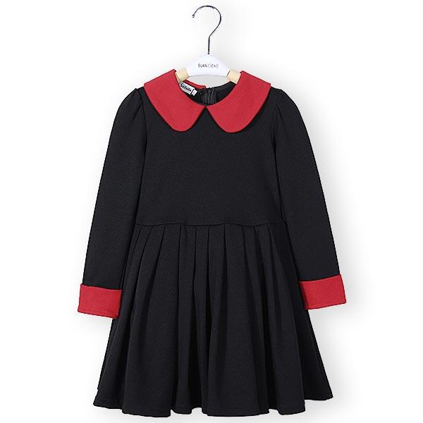 Girls Classic Style Long Sleeve Thick Winter Dress Kids Clothing - Black 130
