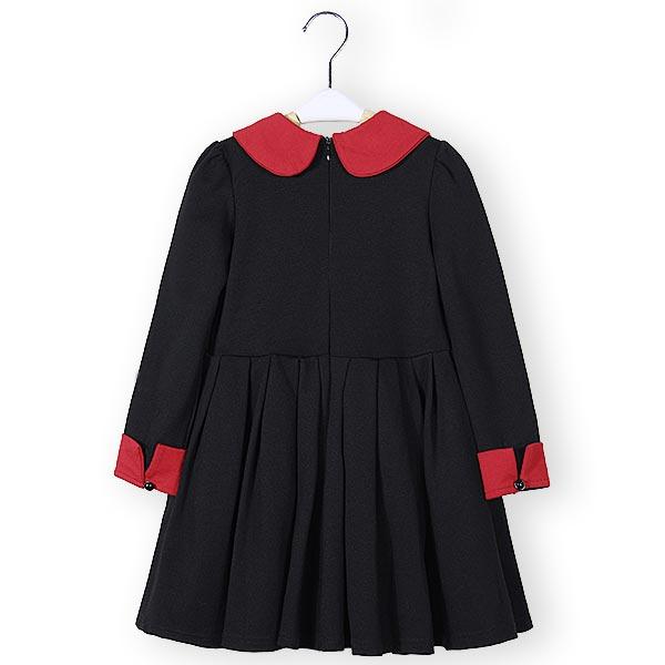 Girls Classic Style Long Sleeve Thick Winter Dress Kids Clothing - Black 130