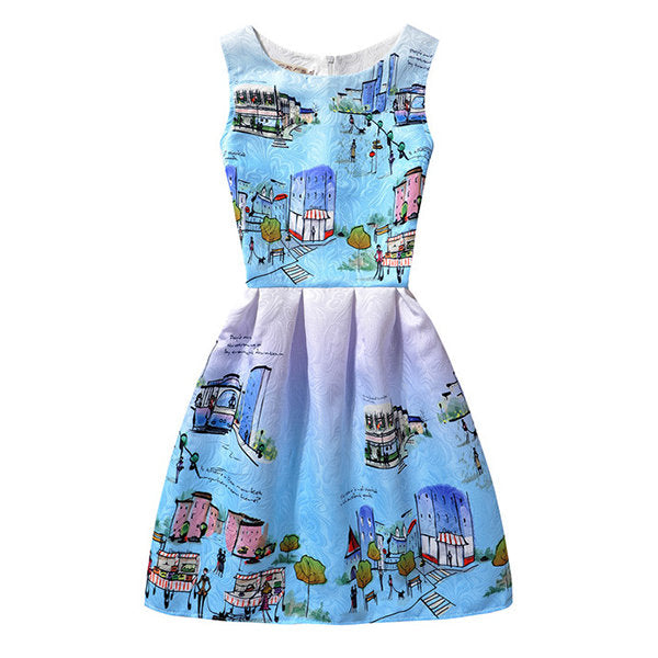 Kid Girls Sleeveless O-Neck Printed Dress - #1 150