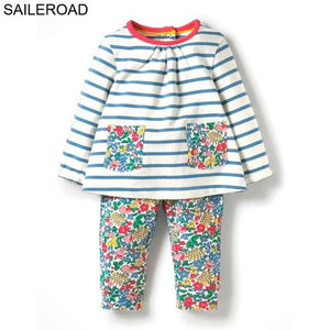 SAILEROAD 2-7Year Floral Print Kit for Newborns Kid Fashion Ropa De Ninas Verano 2018 Children Costume for Girl's Clothing Sets