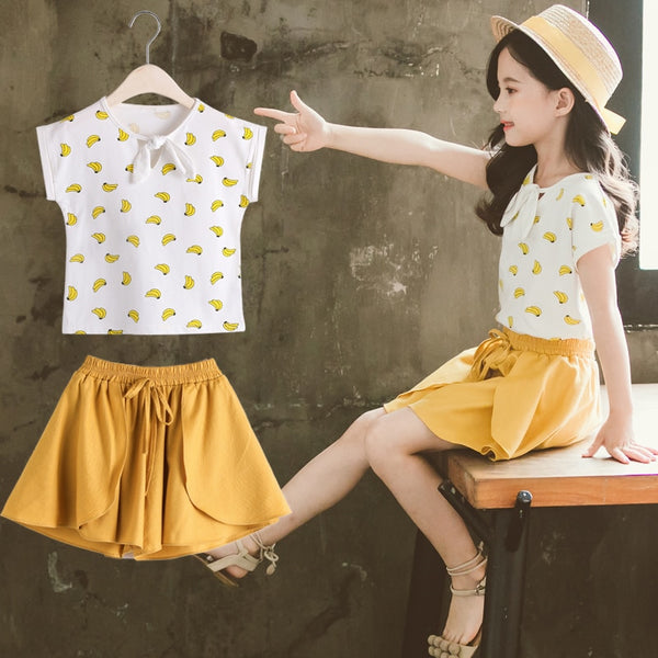 Children's Clothing Summer Set New Children's Fashion Trendy Short-sleeved Two-piece Suit Girl's Girls Clothes 10 12 Year