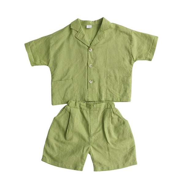3739 Baby Summer Suit Girl's Korean Style Leisure Two Piece Set 2020 New Boy's Cotton And Hemp Suit 1-9year Kids Clothing Set