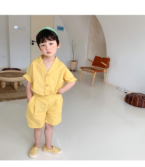 3739 Baby Summer Suit Girl's Korean Style Leisure Two Piece Set 2020 New Boy's Cotton And Hemp Suit 1-9year Kids Clothing Set