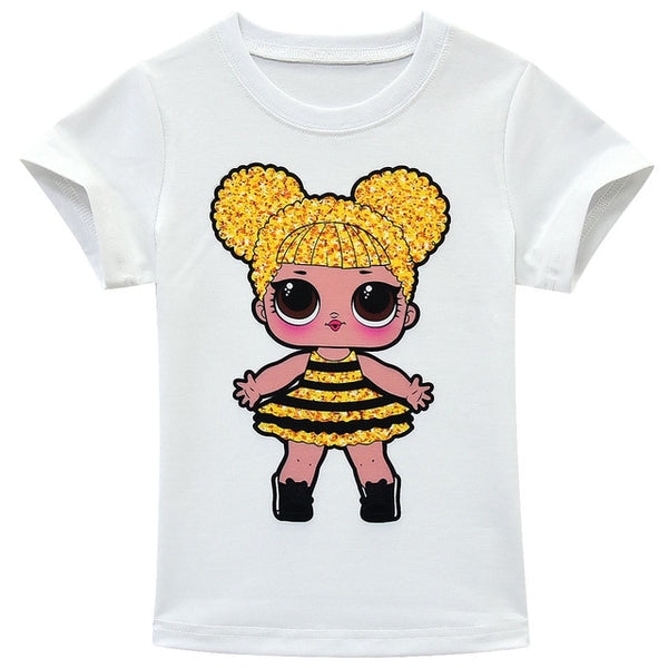 Fashion L.O.L  Dress for Girls Children's Clothes Kids Dresses Baby Girls Costume Summer Unicorn T-Shirt + Skirt Set +bag