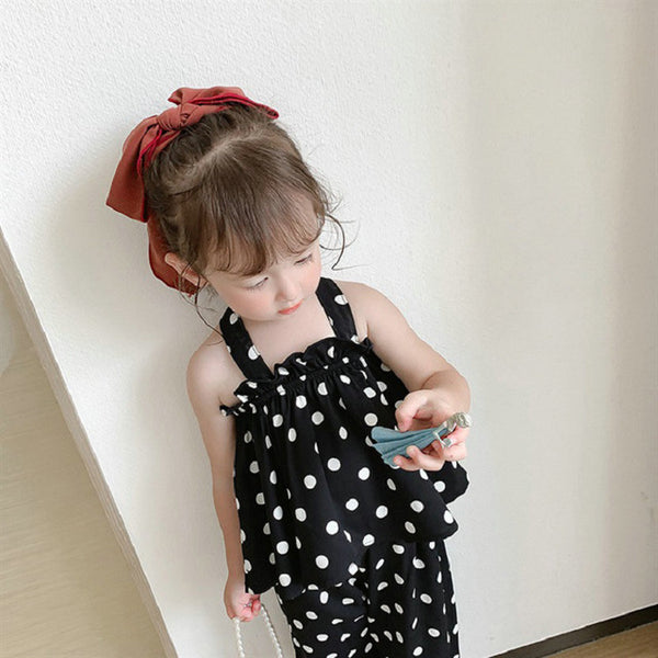 2020 Summer New Girl's Suit Flower Top Shirt with Narrow Straps +Nine points trousers Suit toddler girl clothing set